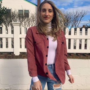 Pink Corduroy Shacket